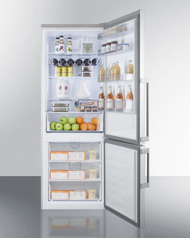 Summit 28" Wide Bottom Freezer Refrigerator in Stainless Steel with Digital Controls