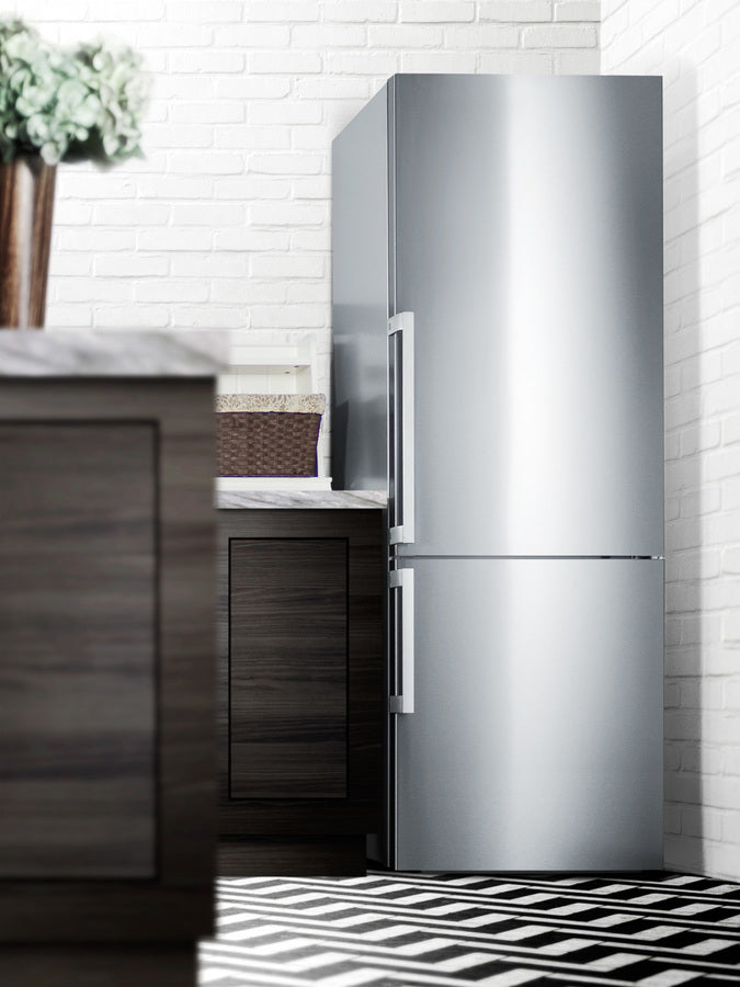 Summit 28" Wide Bottom Freezer Refrigerator in Stainless Steel with Digital Controls