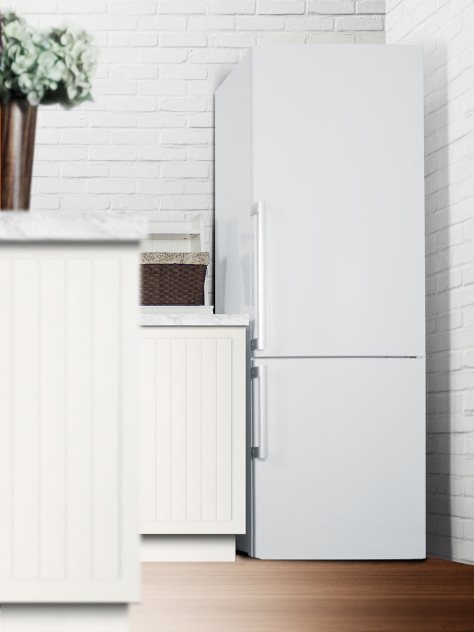 Summit 28" Wide Bottom Freezer Refrigerator in White with Digital Controls