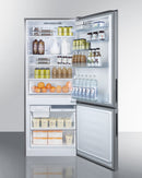 Summit 28" Wide Bottom Freezer Refrigerator with Stainless Steel Doors