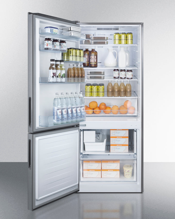 Summit 28" Wide Built-In Bottom Freezer Refrigerator With Icemaker