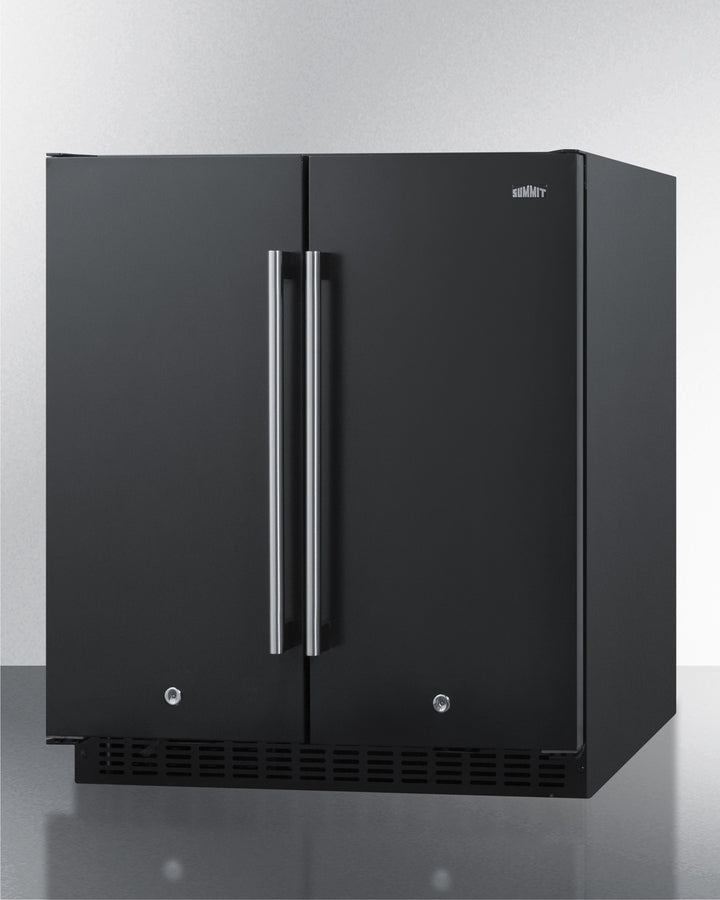 Summit 30" Wide Built-In Refrigerator-Freezer in Black Finish
