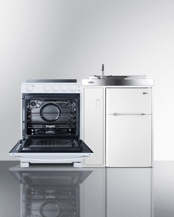 Summit 54" Wide All-in-One Kitchenette with Electric Range Open