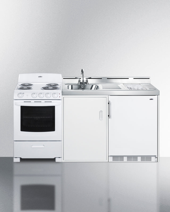 Summit 72" Wide All-in-One Kitchenette with Electric Coil Range Front