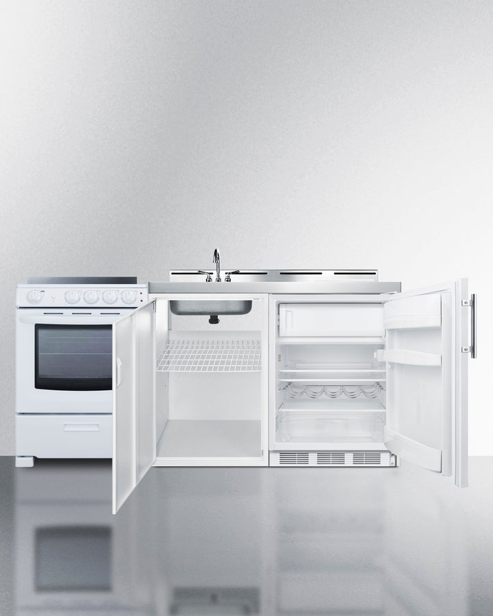 Summit 72" Wide All-in-One Kitchenette with Electric Range Open