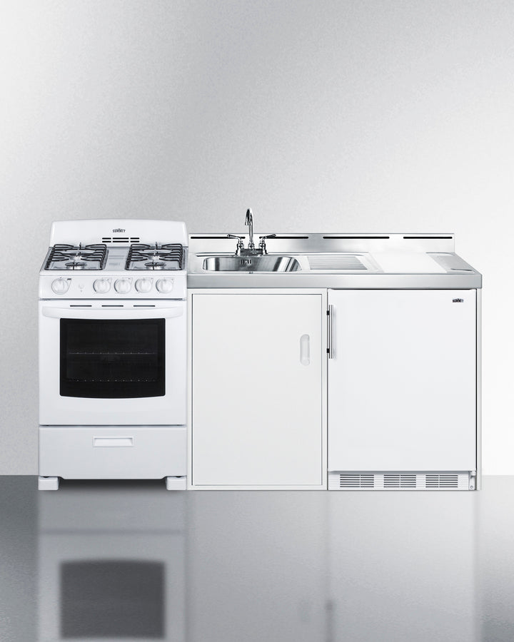 Summit 72" Wide All-in-One Kitchenette with Gas Range Front