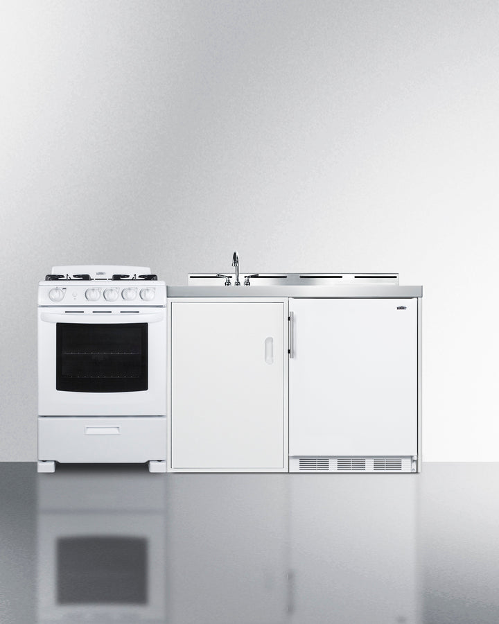 Summit 72" Wide All-in-One Kitchenette with Gas Range Front