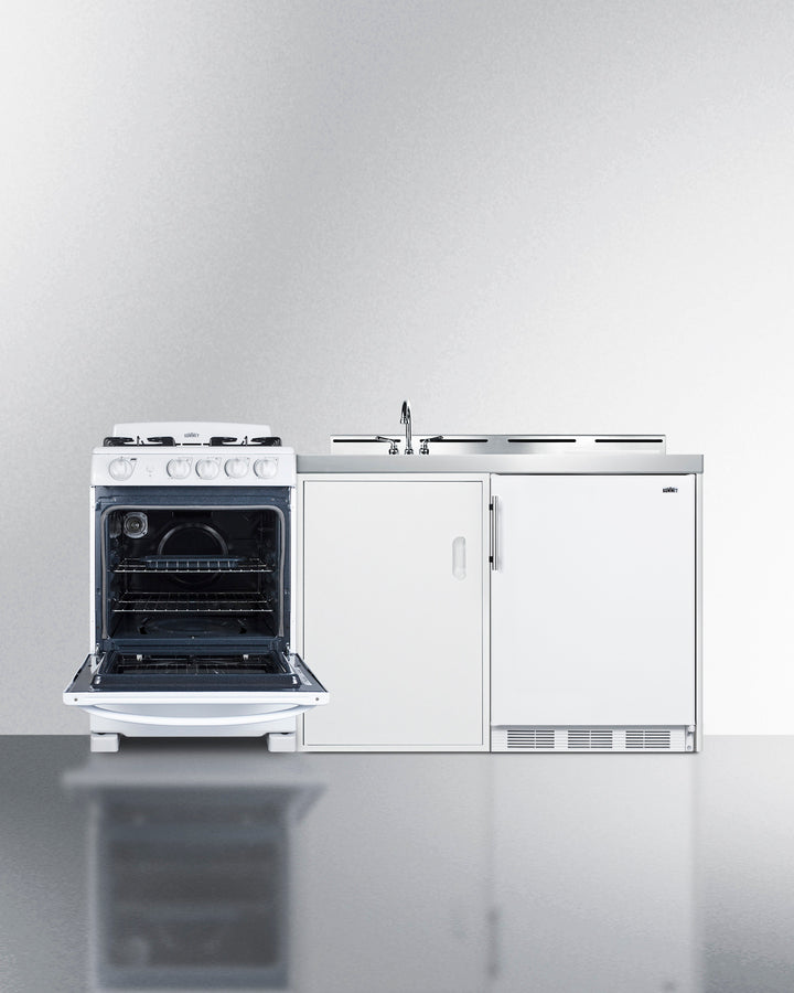 Summit 72" Wide All-in-One Kitchenette with Gas Range Open