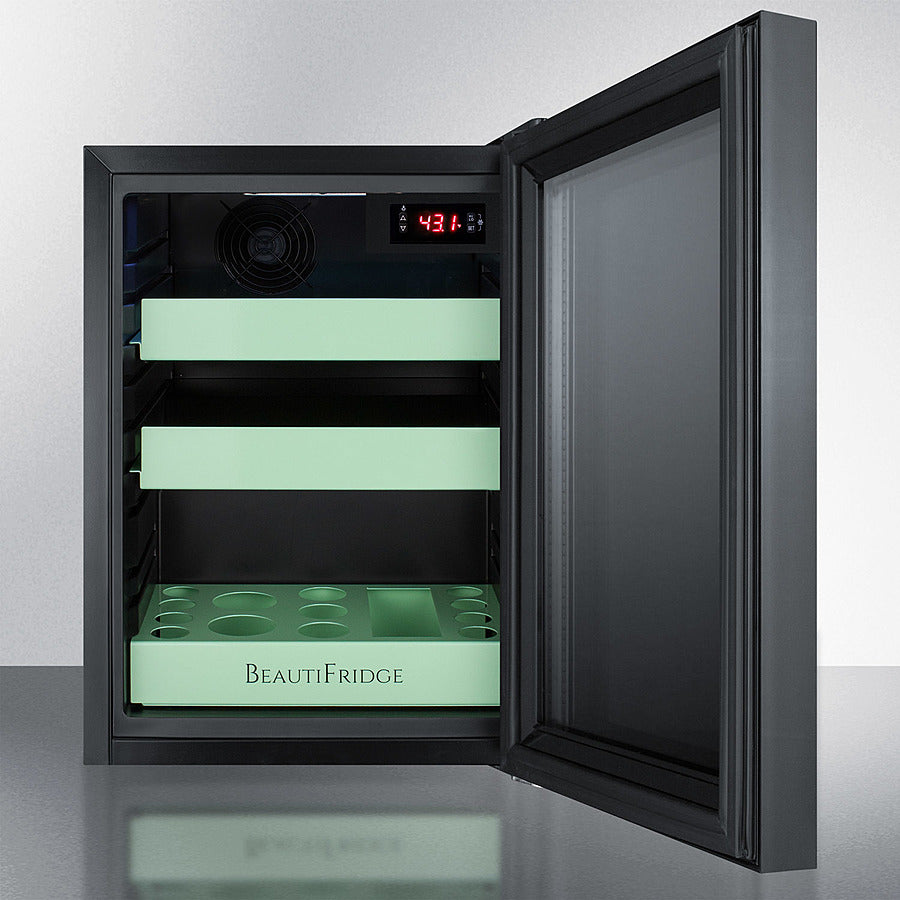 Summit BeautiFridge Cosmetics Cooler with Mint Shelving and Tinted Glass Door