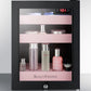 Summit BeautiFridge Cosmetics Cooler with Pink Shelving and Glass Door
