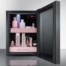 Summit BeautiFridge Cosmetics Cooler with Pink Shelving and Tinted Glass Door