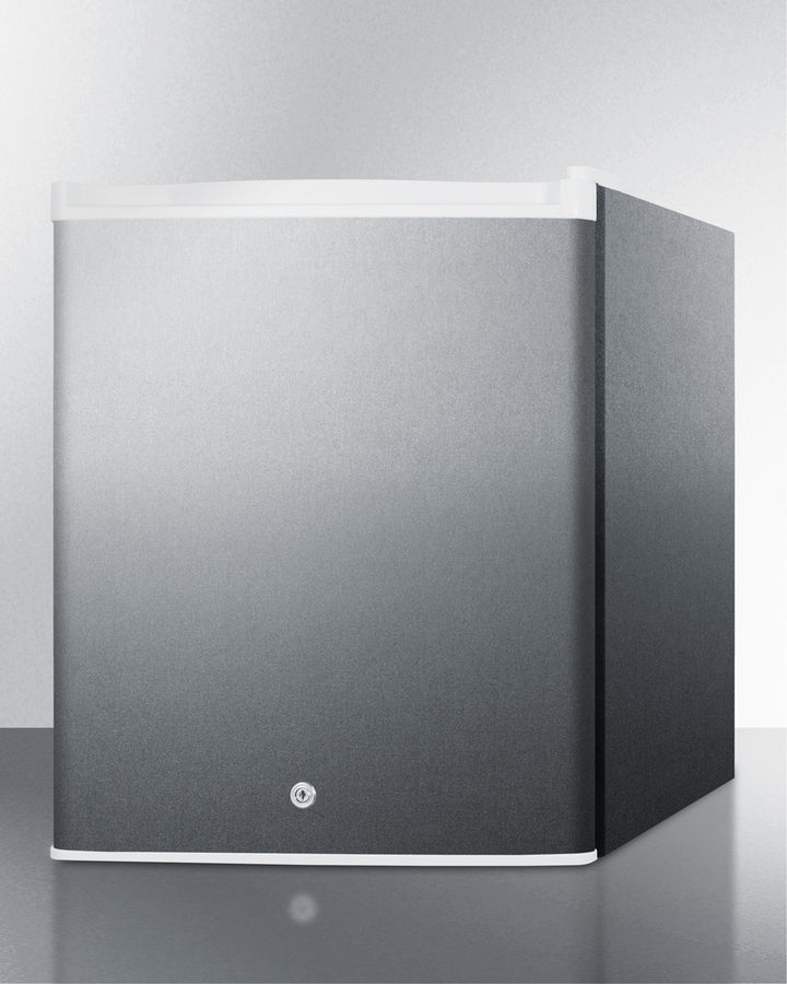 Summit Compact Built-In All-Refrigerator with Digital Thermostat and Stainless Steel Exterior Angle