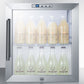 Summit Compact Built-In Glass Door Beverage Center with White Cabinet Finish