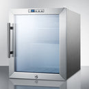 Summit Compact Glass Door Beverage Center with Stainless Steel Cabinet