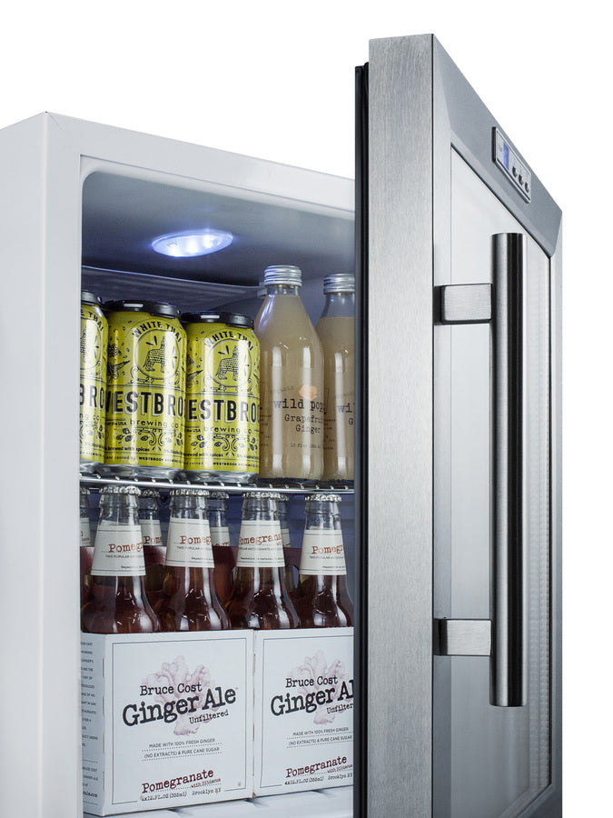 Summit Compact Glass Door Beverage Center with Stainless Steel Cabinet