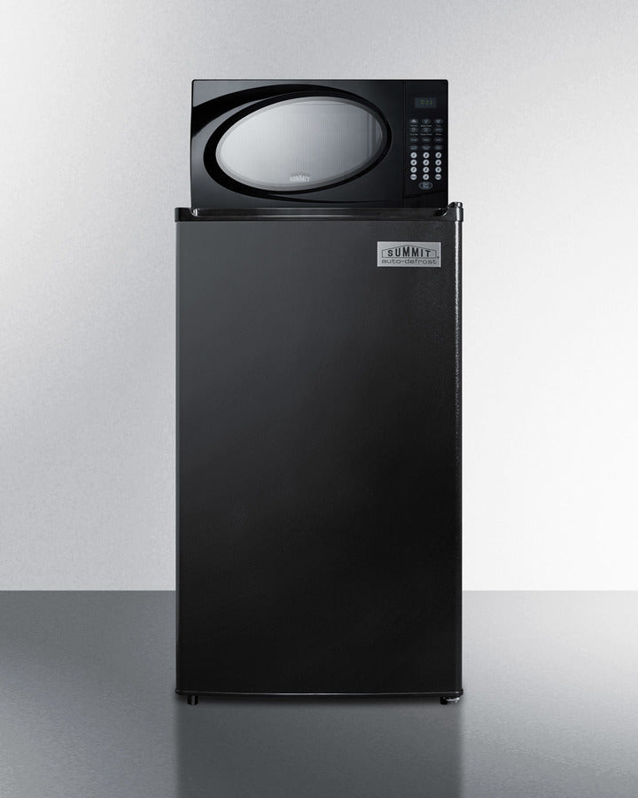 Summit Compact Refrigerator-Freezer-Microwave Combination Unit With Automatic Defrost and Black Finish