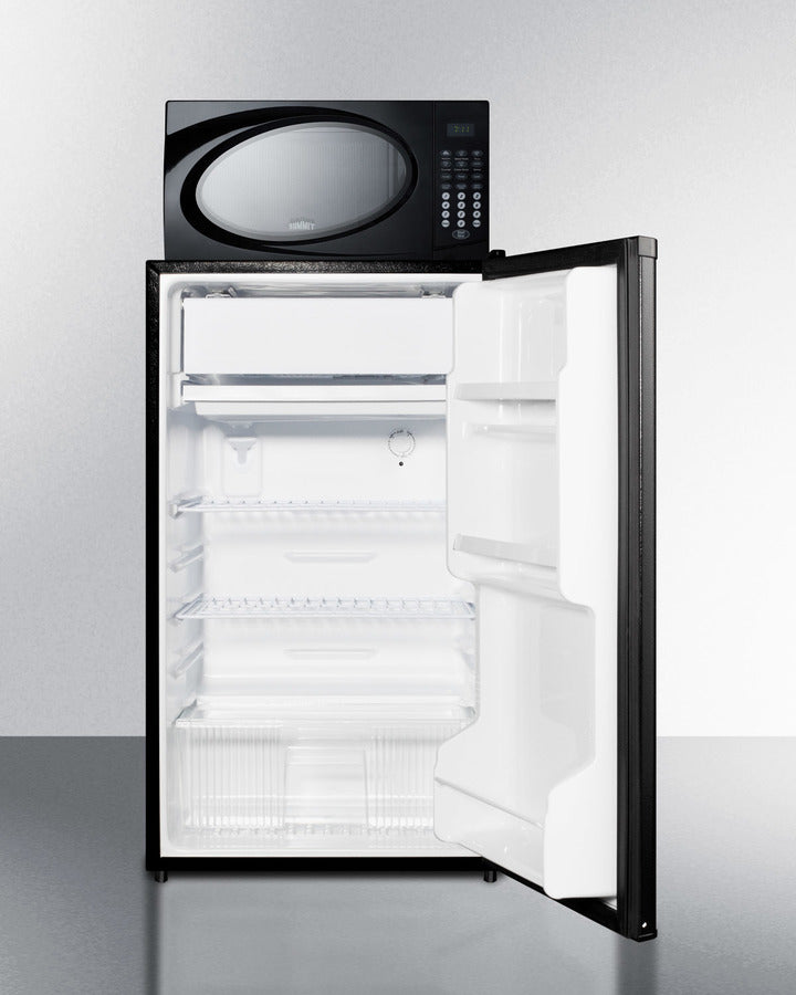 Summit Compact Refrigerator-Freezer-Microwave Combination Unit With Automatic Defrost and Black Finish