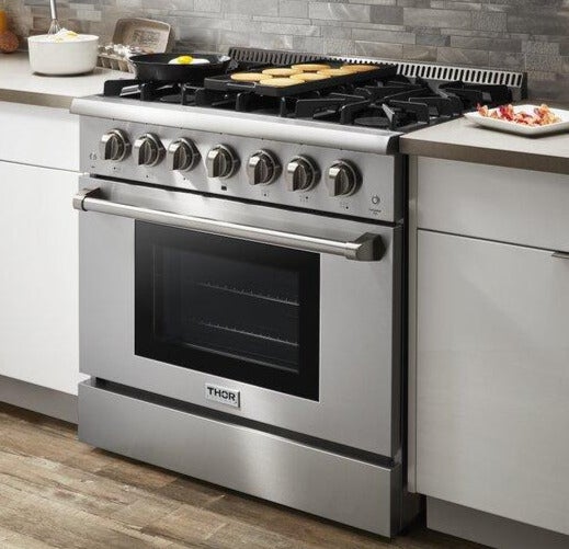 Thor Kitchen 36 in. Gas Burner/Electric Oven Range in Stainless Steel 