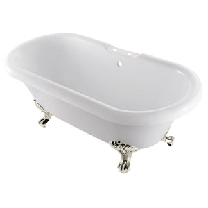 kingston-brass-aqua-eden-67-inch-acrylic-clawfoot-tub-with-7-inch-faucet-drillings-white-polished-nickel-vt7ds672924jnh6
