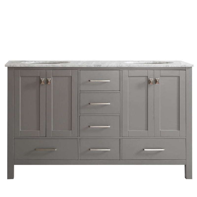 Vinnova Gela 60" Double Vanity with Carrara White Marble Countertop - without Mirror