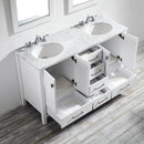 Vinnova Gela 60" Double Vanity with Carrara White Marble Countertop - with Mirror