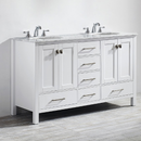 Vinnova Gela 60" Double Vanity with Carrara White Marble Countertop - without Mirror