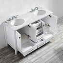 Vinnova Gela 60" Double Vanity with Carrara White Marble Countertop - without Mirror