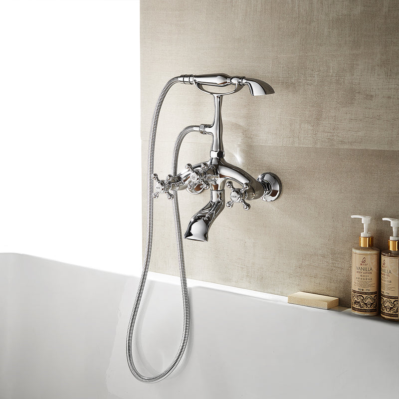 Vinnova Juniper Adjustable-Center Wall-Mount Tub Faucet Polished Chrome Finish