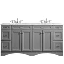 Vinnova Naples 72" Vanity Set in Grey with Carrara White Marble Countertop 