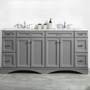Vinnova Naples 72" Vanity Set in Grey with Carrara White Marble Countertop