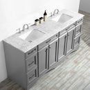 Vinnova Naples 72" Vanity Set in Grey with Carrara White Marble Countertop