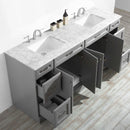 Vinnova Naples 72" Vanity Set in Grey with Carrara White Marble Countertop