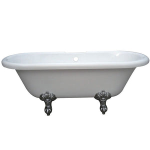 Kingston Brass Aqua Eden 67-Inch Acrylic Double Ended Clawfoot Tub with 7-Inch Faucet Drillings, White/Polished Chrome VT7DS673023H1