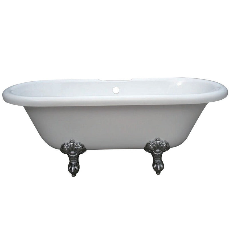 Kingston Brass Aqua Eden 67-Inch Acrylic Double Ended Clawfoot Tub with 7-Inch Faucet Drillings, White/Polished Chrome VT7DS673023H1