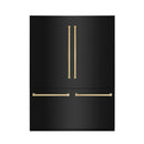 ZLINE 60" Autograph Edition 32.2 cu. ft. Built-in 4-Door French Door Refrigerator with Internal Water and Ice Dispenser in Black Stainless Steel with Gold Accents (RBIVZ-BS-60-G)