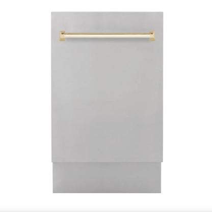 ZLINE Autograph Edition 18 in. Dishwasher in Stainless Steel with Gold Handle, DWVZ-304-18-G
