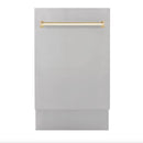 ZLINE Autograph Edition 18 in. Dishwasher in Stainless Steel with Gold Handle, DWVZ-304-18-G