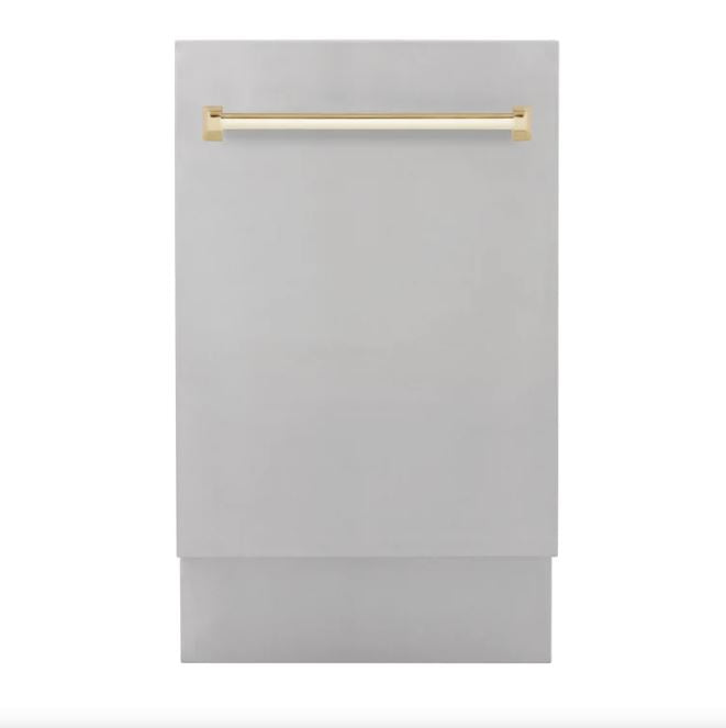 ZLINE Autograph Edition 18 in. Dishwasher in Stainless Steel with Gold Handle, DWVZ-304-18-G