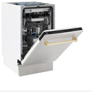 ZLINE Autograph Edition 18 in. Dishwasher in Stainless Steel with Gold Handle, DWVZ-304-18-G